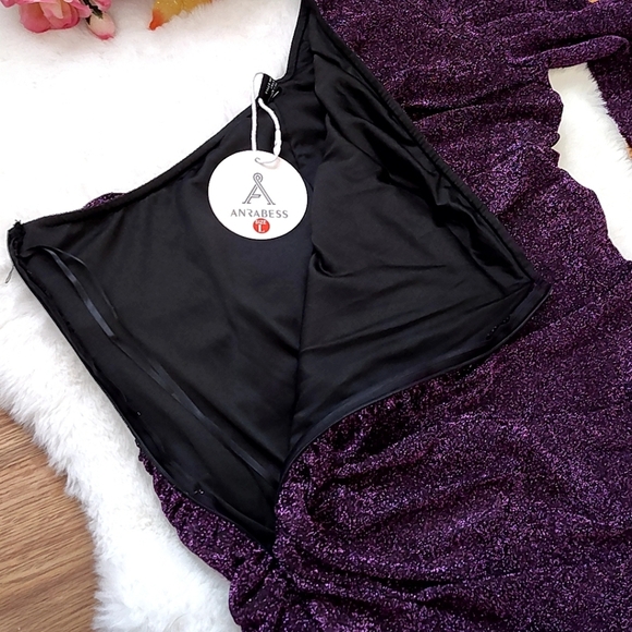 Elegant Purple One-Shoulder Dress - Picture 8 of 14